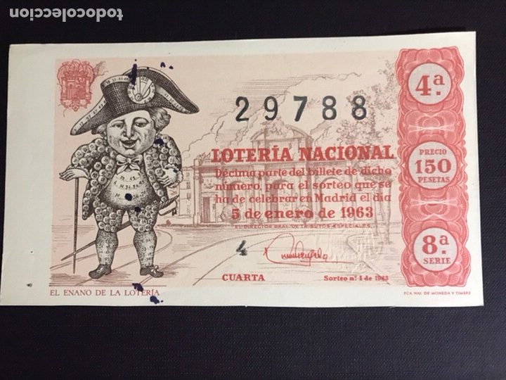 Nationale spanische Lotterie: Loteria A&ntilde;o 1963 sorteo 1 Serie 8
