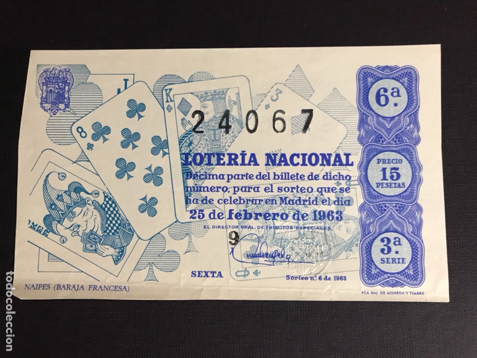 National Spanish Lottery: Loteria A&ntilde;o 1963 sorteo 6