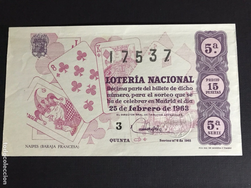 Nationale spanische Lotterie: Loteria A&ntilde;o 1963 sorteo 6