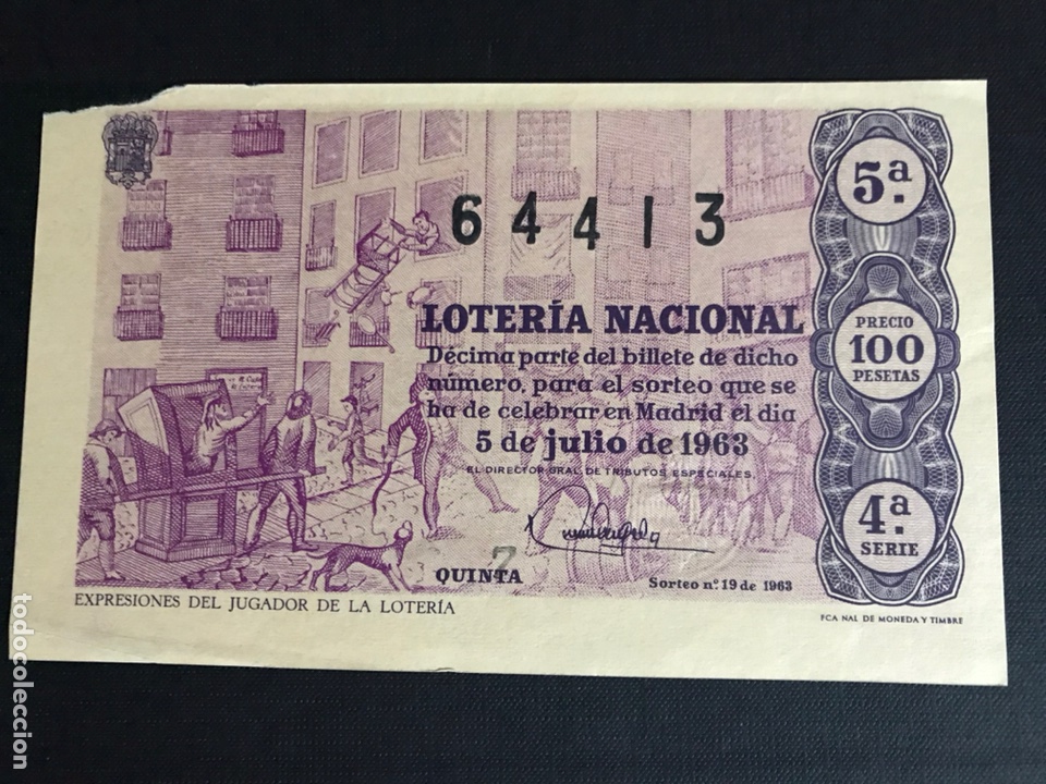 Nationale spanische Lotterie: Loteria A&ntilde;o 1963 sorteo 19