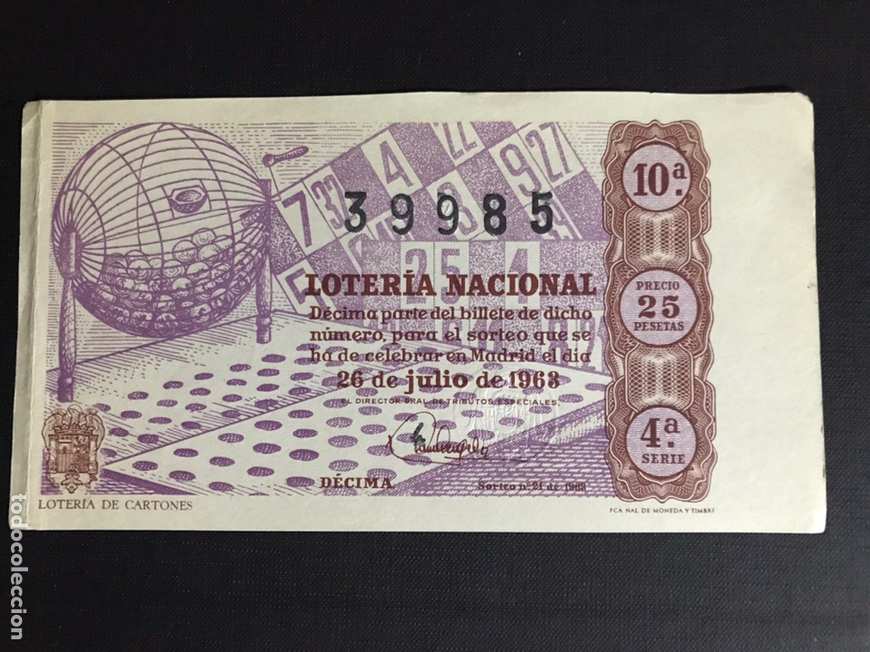 Nationale spanische Lotterie: Loteria A&ntilde;o 1963 sorteo 21