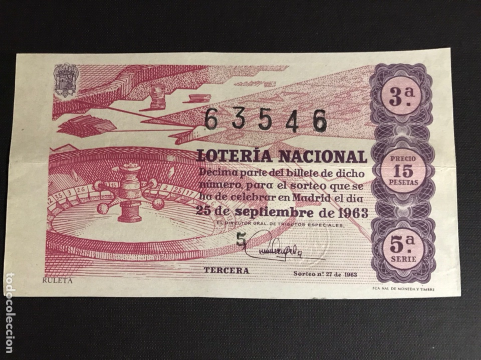 Nationale spanische Lotterie: Loteria A&ntilde;o 1963 sorteo 27