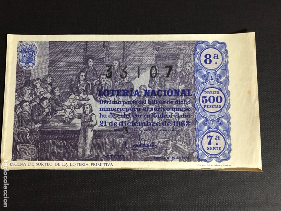 Nationale spanische Lotterie: Loteria A&ntilde;o 1963 sorteo 36 Navidad