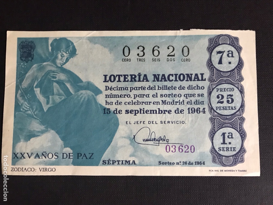 Nationale spanische Lotterie: Loteria A&ntilde;o 1964 sorteo 26