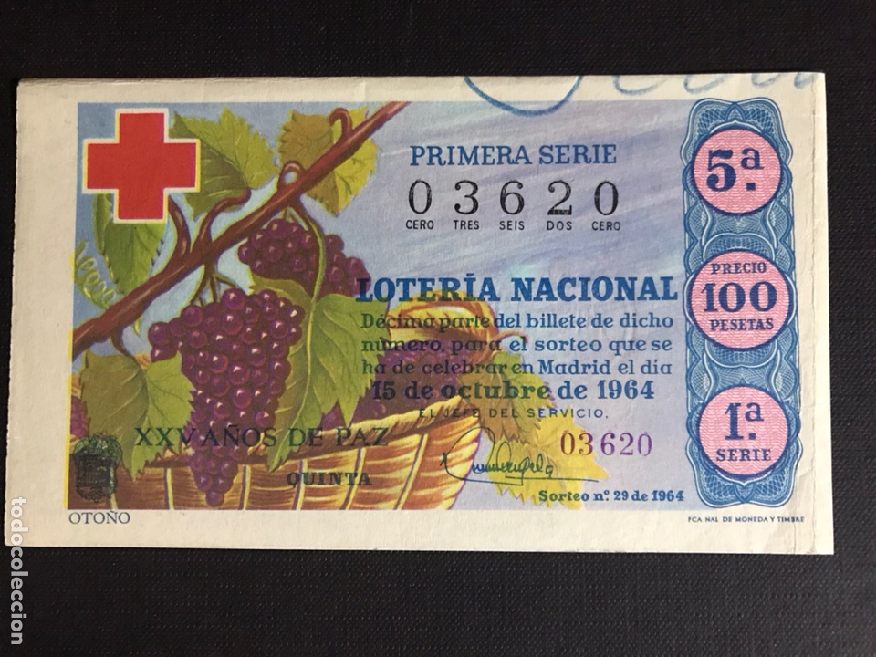 National Spanish Lottery: Loteria A&ntilde;o 1964 sorteo 29