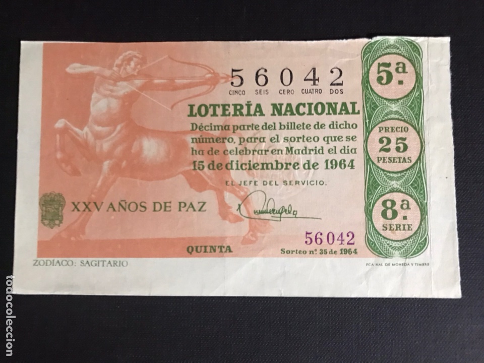 Loterie Nationale: Loteria A&ntilde;o 1964 sorteo 35