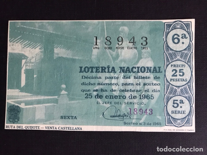 National Spanish Lottery: Loteria A&ntilde;o 1965 sorteo 3
