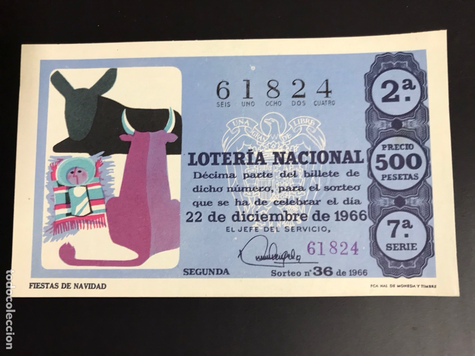 National Spanish Lottery: Loteria A&ntilde;o 1966 sorteo 36 Navidad
