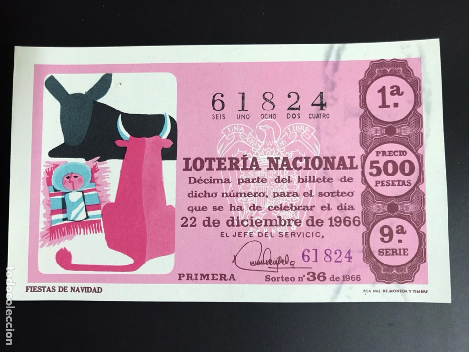National Spanish Lottery: Loteria A&ntilde;o 1966 sorteo 36 Navidad