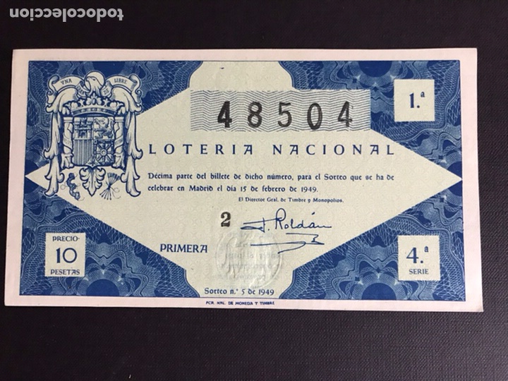 National Spanish Lottery: Loteria A&ntilde;o 1949 sorteo 5