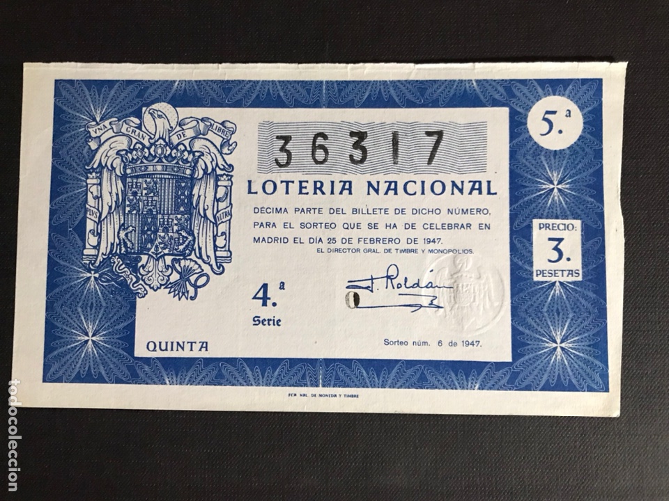 National Spanish Lottery: Loteria A&ntilde;o 1947 sorteo 6