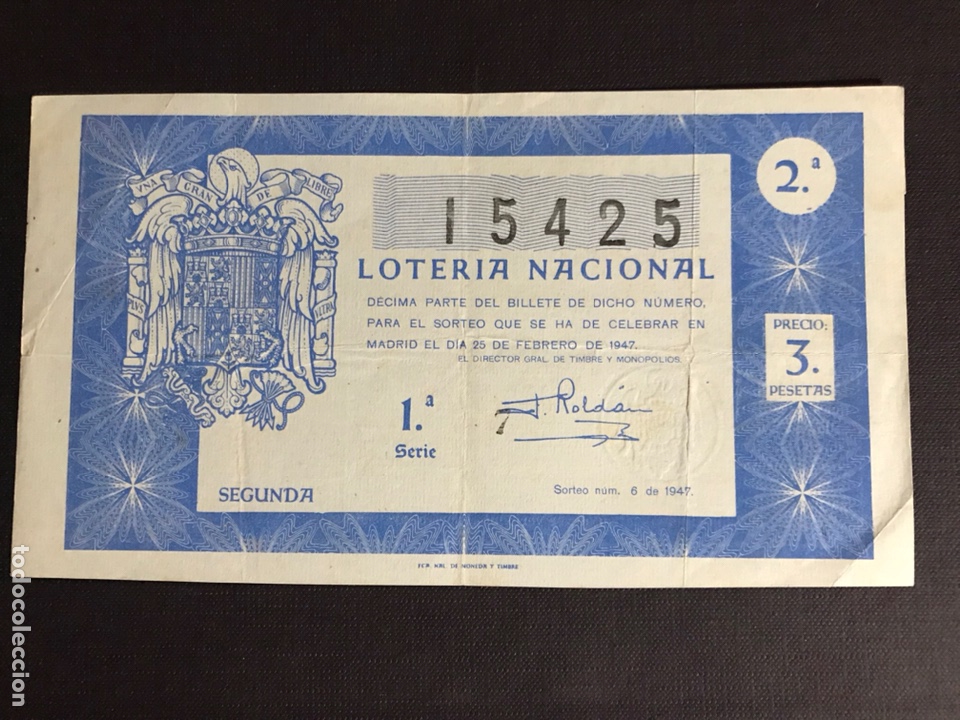 National Spanish Lottery: Loteria A&ntilde;o 1947 sorteo 6