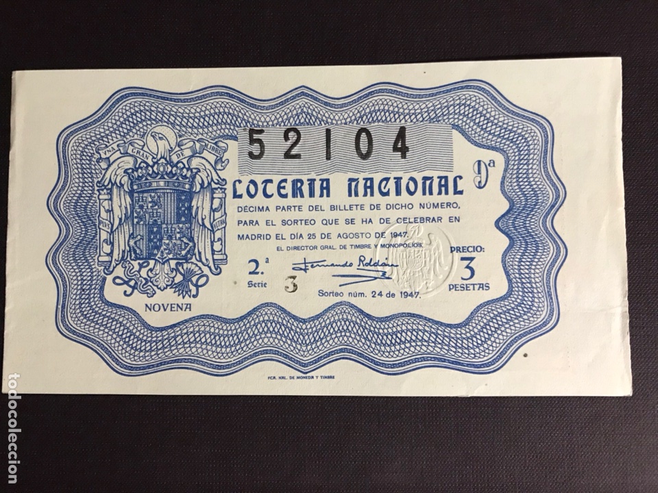 National Spanish Lottery: Loteria A&ntilde;o 1947 sorteo 24