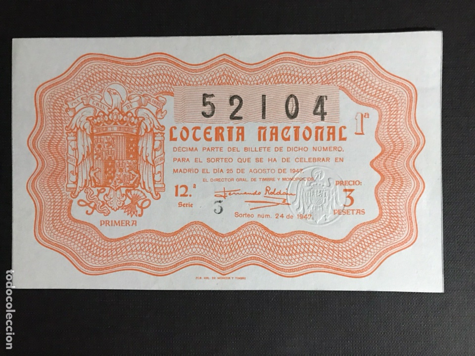 National Spanish Lottery: Loteria A&ntilde;o 1947 sorteo 24