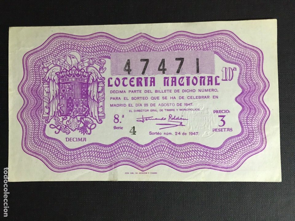 Nationale spanische Lotterie: Loteria A&ntilde;o 1947 sorteo 24
