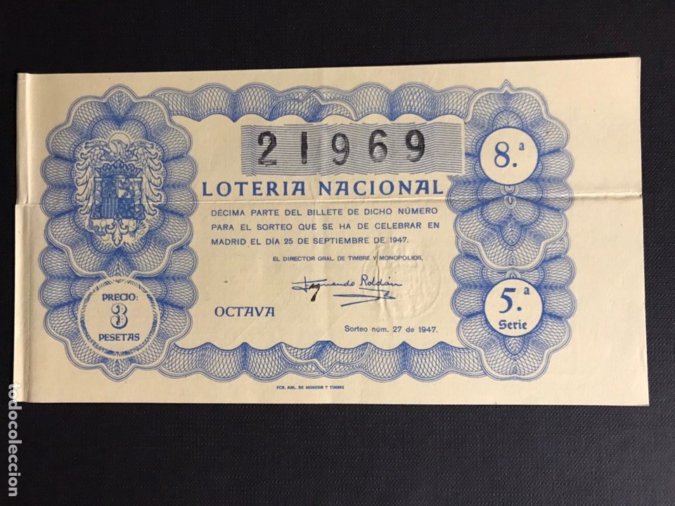 National Spanish Lottery: Loteria A&ntilde;o 1947 sorteo 27