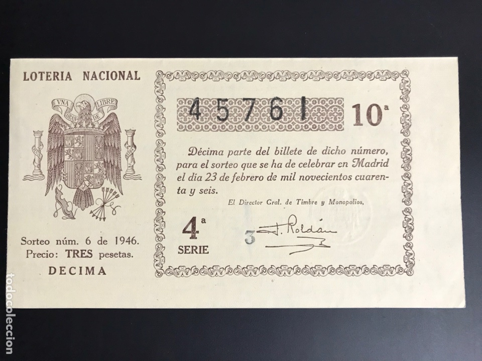 National Spanish Lottery: Loteria A&ntilde;o 1946 sorteo 6