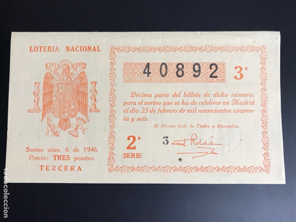 Nationale spanische Lotterie: Loteria A&ntilde;o 1946 sorteo 6
