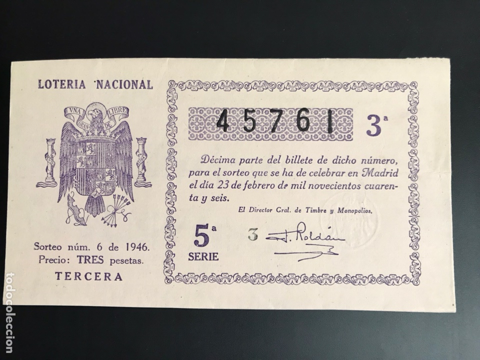 Nationale spanische Lotterie: Loteria A&ntilde;o 1946 sorteo 6