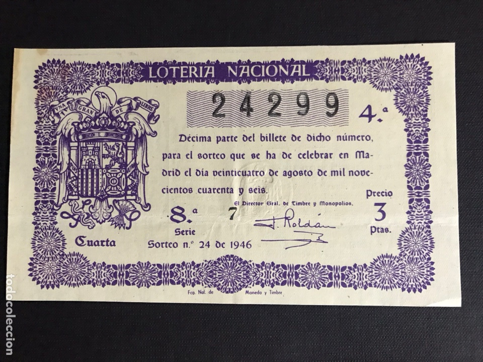 National Spanish Lottery: Loteria A&ntilde;o 1946 sorteo 24