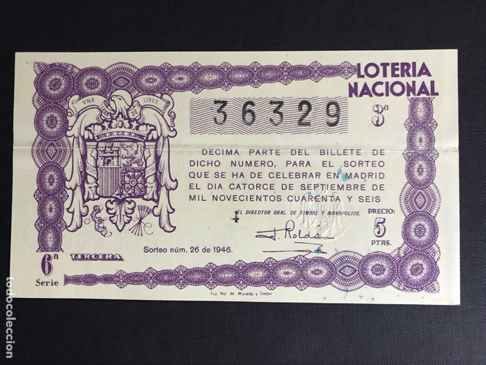 Nationale spanische Lotterie: Loteria A&ntilde;o 1946 sorteo 26