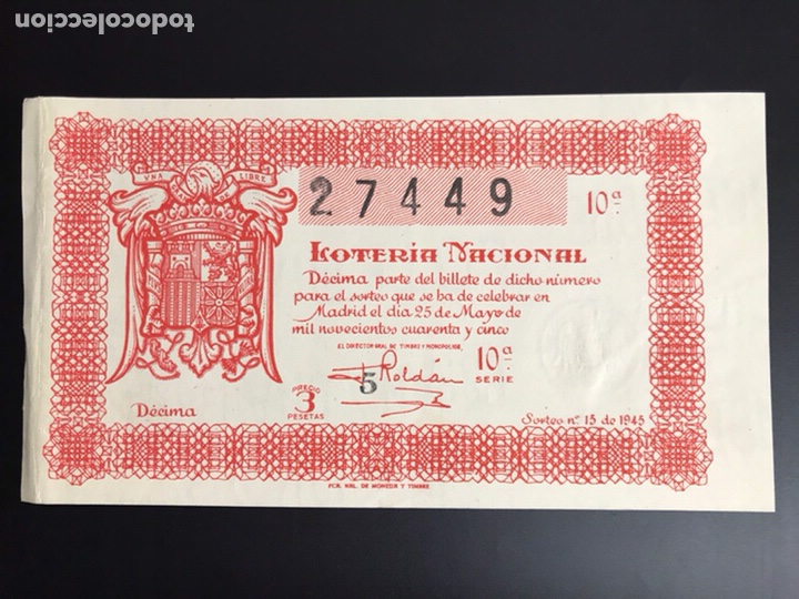 National Spanish Lottery: Loteria A&ntilde;o 1945 sorteo 15
