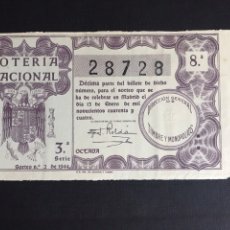 Lotería Nacional: LOTERIA AÑO 1944 SORTEO 2