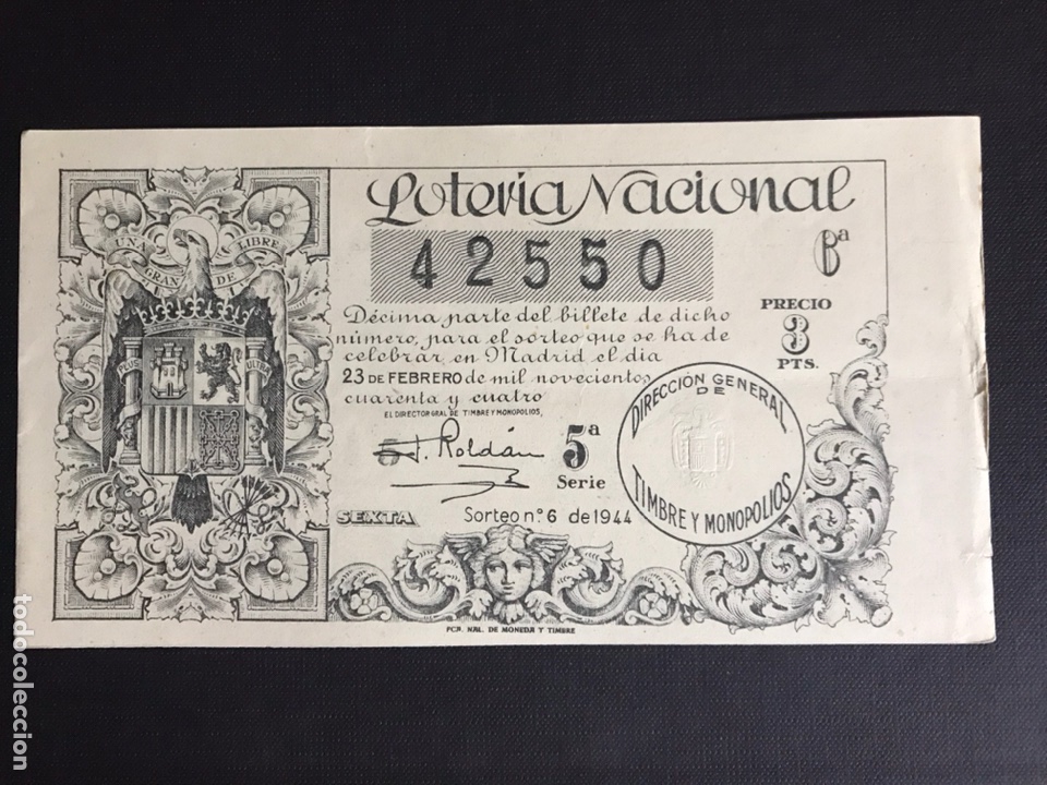National Spanish Lottery: Loteria A&ntilde;o 1944 sorteo 6