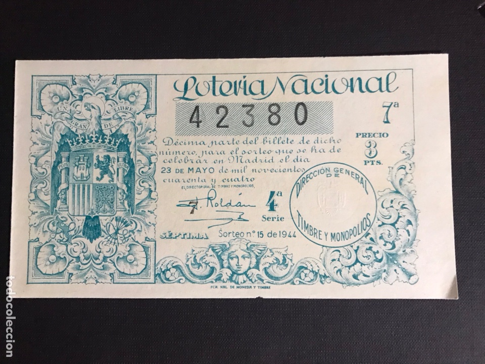 National Spanish Lottery: Loteria A&ntilde;o 1944 sorteo 15