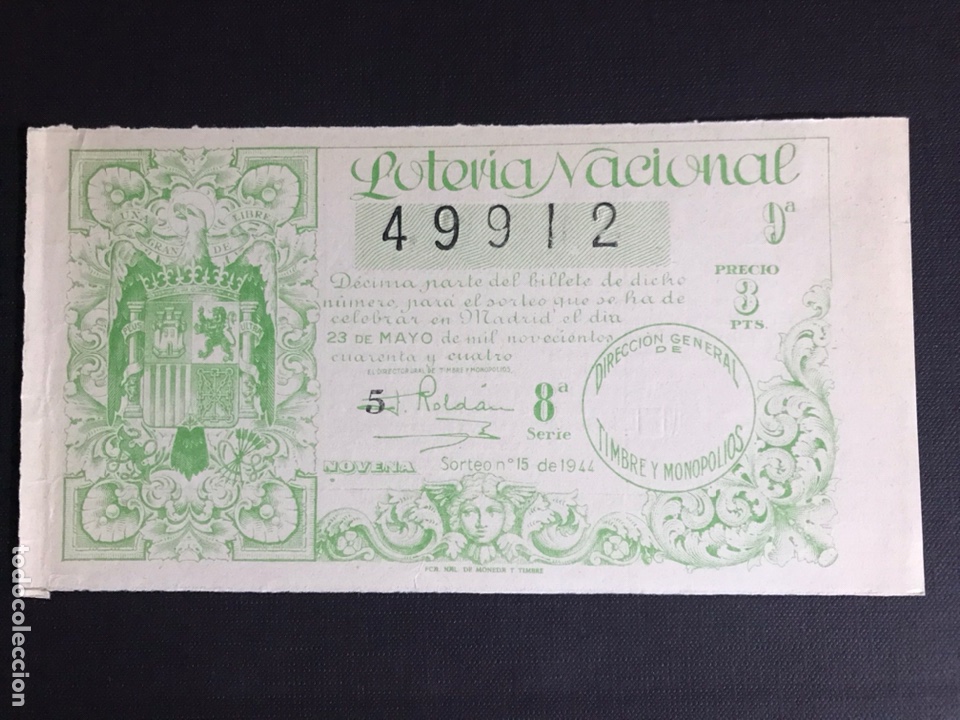 National Spanish Lottery: Loteria A&ntilde;o 1944 sorteo 15