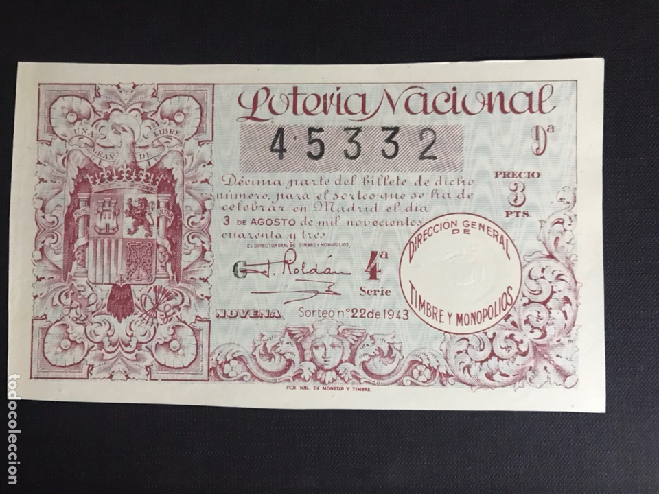 National Spanish Lottery: Loteria A&ntilde;o 1943 sorteo 22