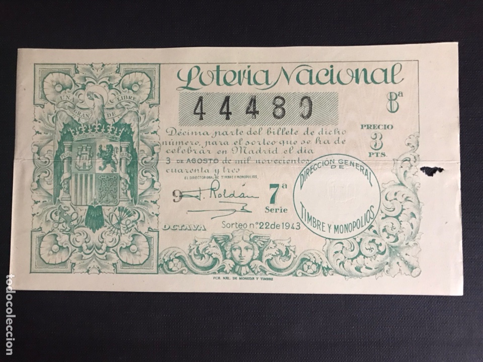 National Spanish Lottery: Loteria A&ntilde;o 1943 sorteo 22