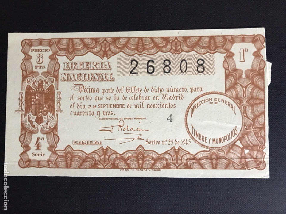 National Spanish Lottery: Loteria A&ntilde;o 1943 sorteo 25