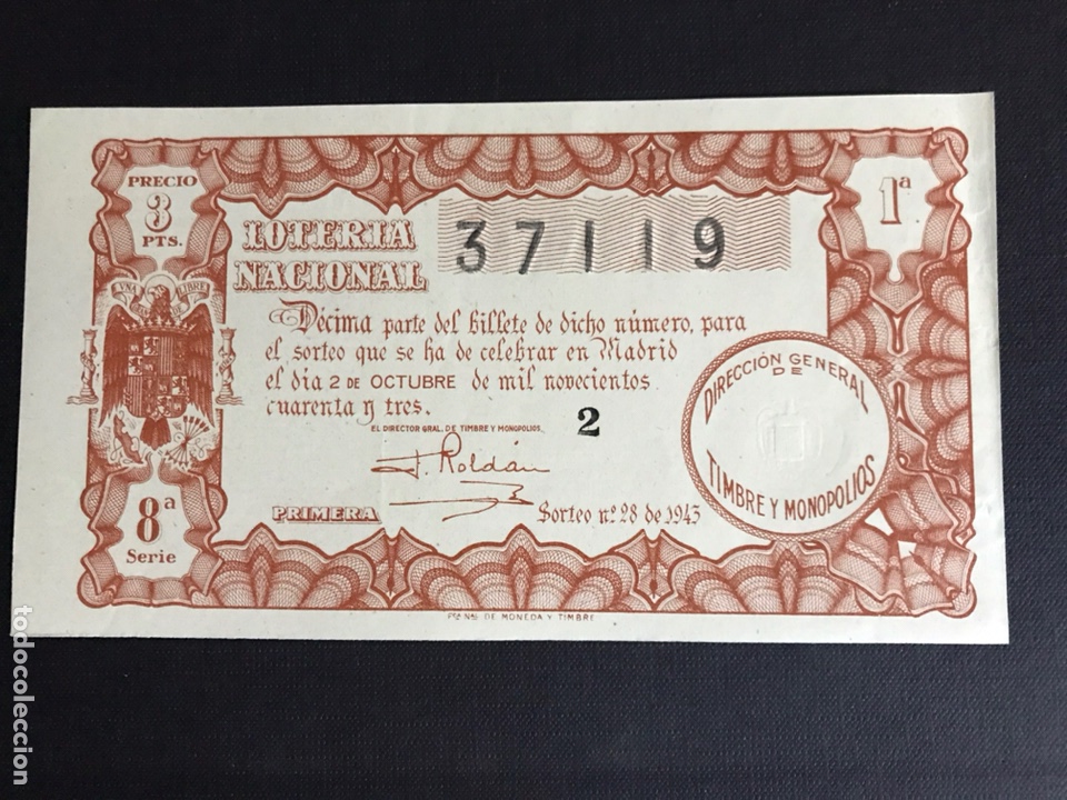 National Spanish Lottery: Loteria A&ntilde;o 1943 sorteo 28