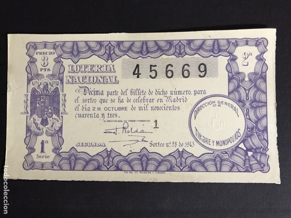 Nationale spanische Lotterie: Loteria A&ntilde;o 1943 sorteo 28