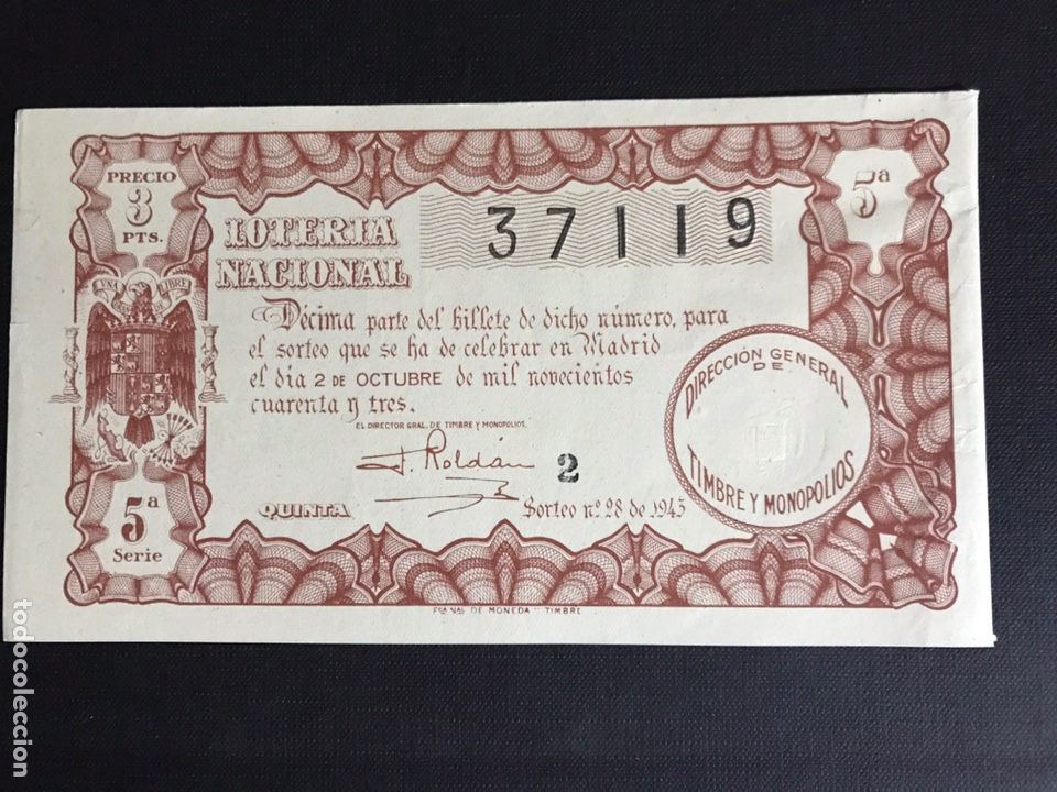 National Spanish Lottery: Loteria A&ntilde;o 1943 sorteo 28