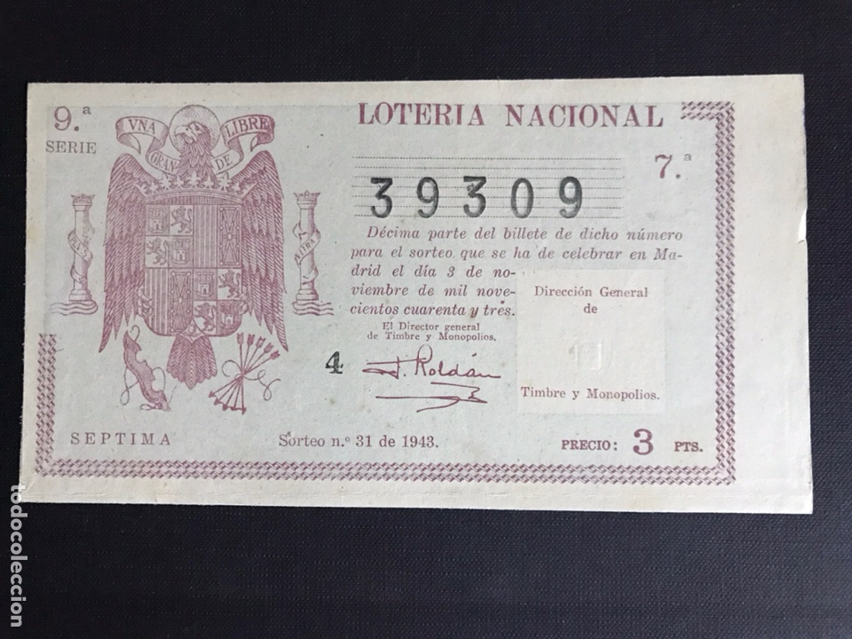National Spanish Lottery: Loteria A&ntilde;o 1943 sorteo 31