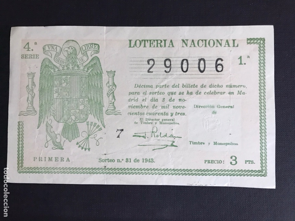 National Spanish Lottery: Loteria A&ntilde;o 1943 sorteo 31