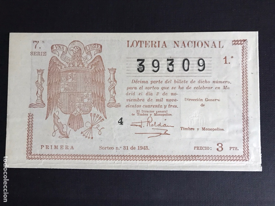 Nationale spanische Lotterie: Loteria A&ntilde;o 1943 sorteo 31