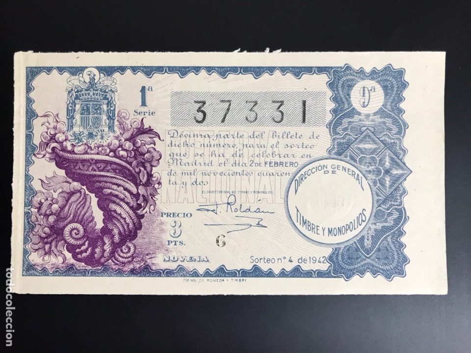National Spanish Lottery: Loteria A&ntilde;o 1942 sorteo 4