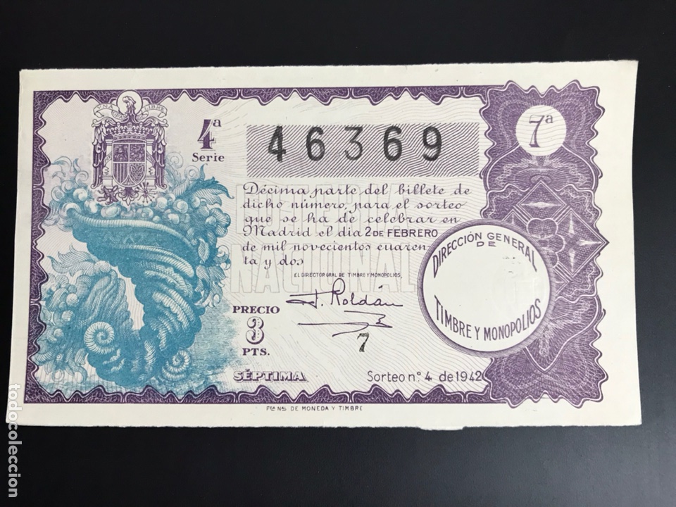 Nationale spanische Lotterie: Loteria A&ntilde;o 1942 sorteo 4