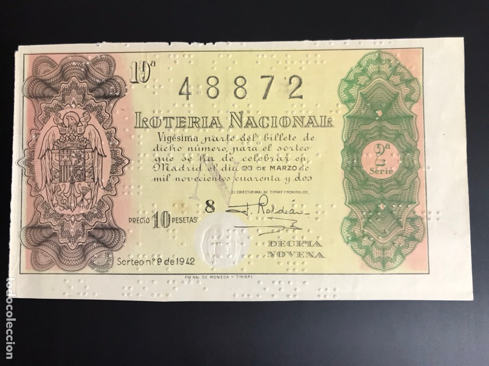 National Spanish Lottery: Loteria A&ntilde;o 1942 sorteo 9