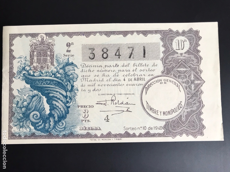 Nationale spanische Lotterie: Loteria A&ntilde;o 1942 sorteo 10