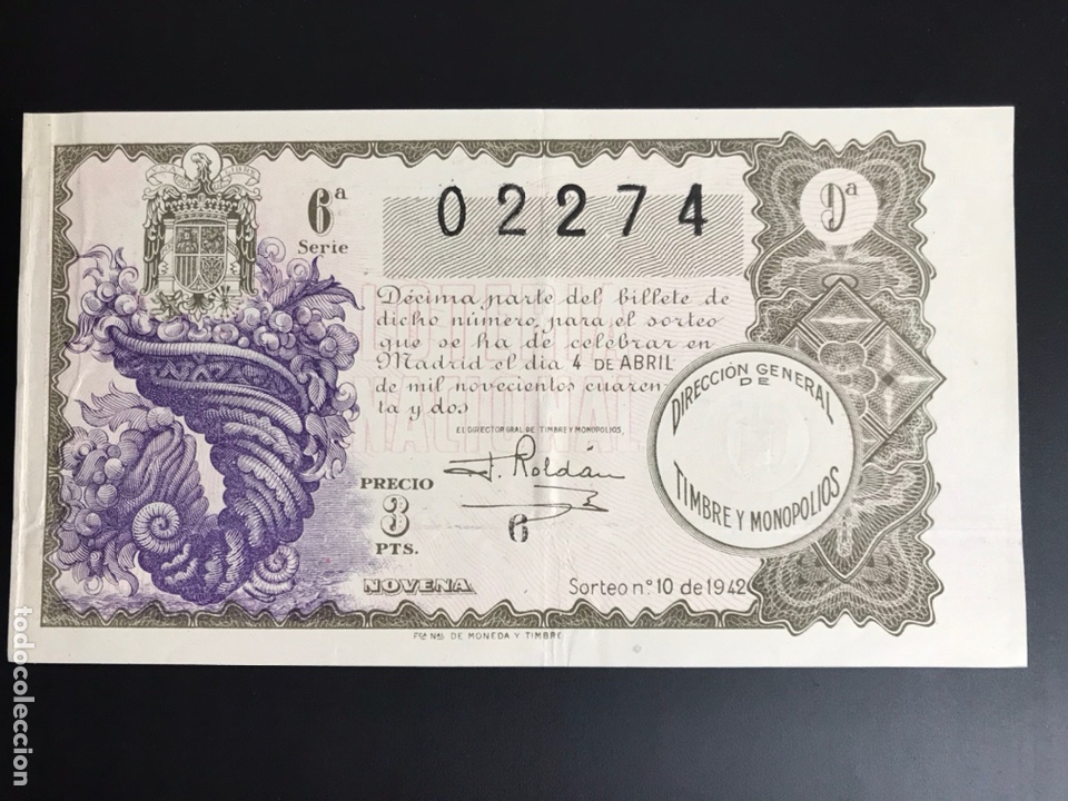 National Spanish Lottery: Loteria A&ntilde;o 1942 sorteo 10