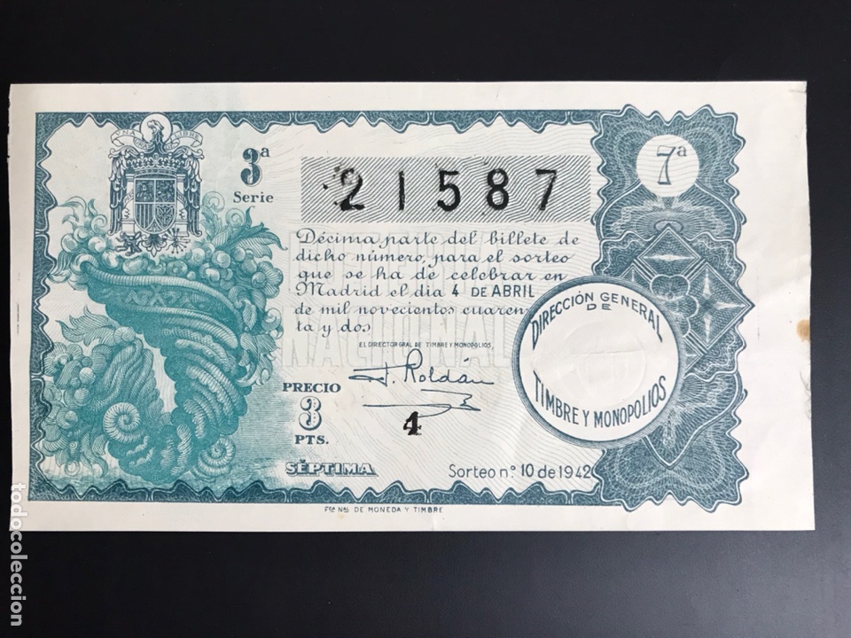 National Spanish Lottery: Loteria A&ntilde;o 1942 sorteo 10