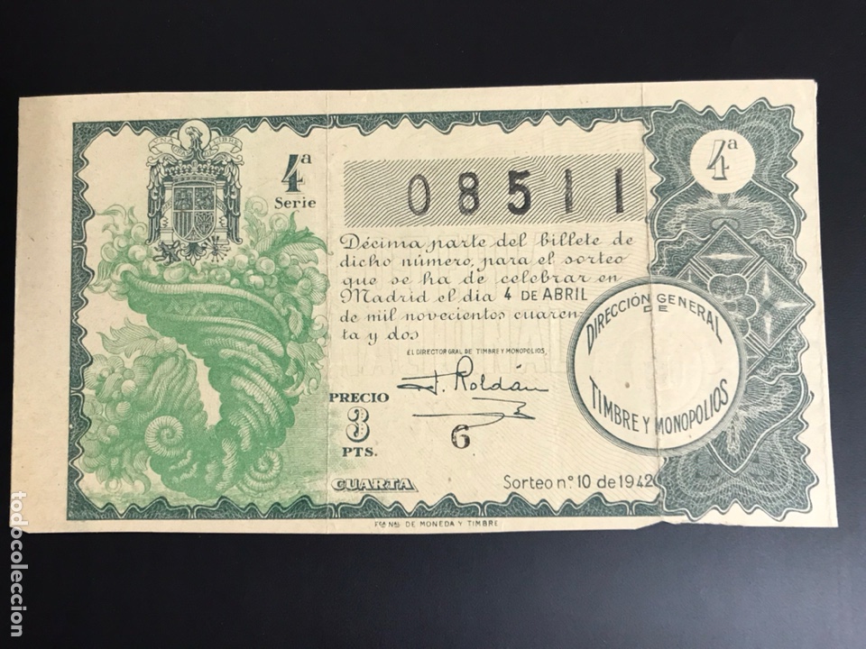 National Spanish Lottery: Loteria A&ntilde;o 1942 sorteo 10