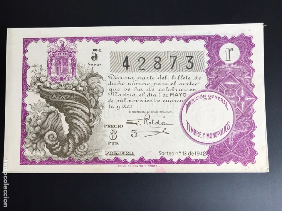 National Spanish Lottery: Loteria A&ntilde;o 1942 sorteo 13