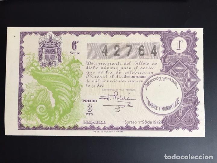 National Spanish Lottery: Loteria A&ntilde;o 1942 sorteo 28