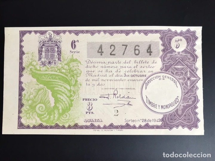 Nationale spanische Lotterie: Loteria A&ntilde;o 1942 sorteo 28