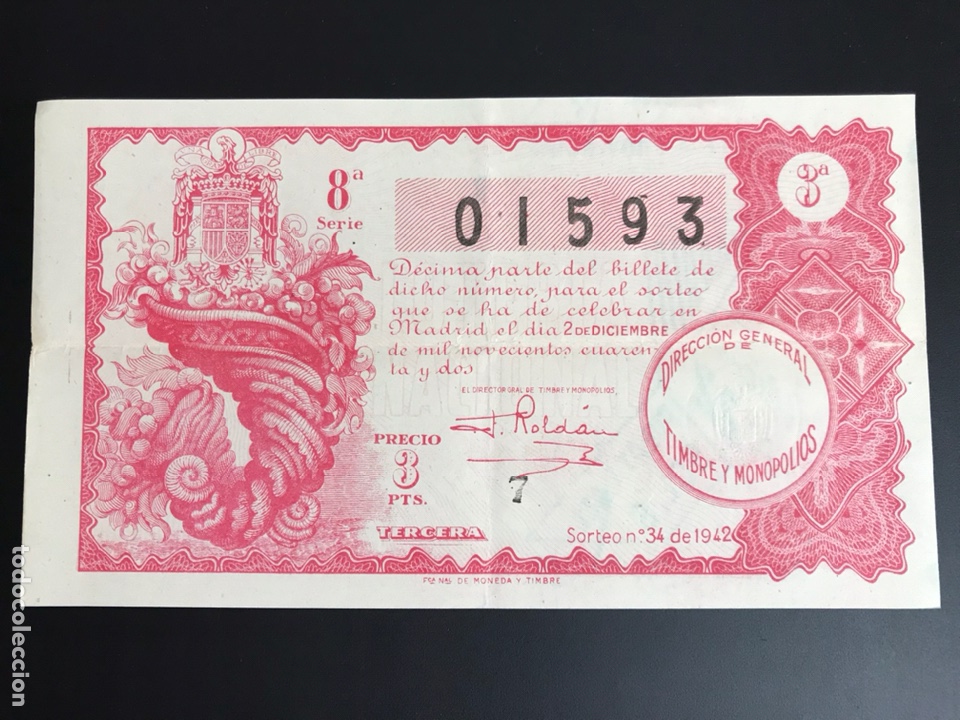 Nationale spanische Lotterie: Loteria A&ntilde;o 1942 sorteo 34